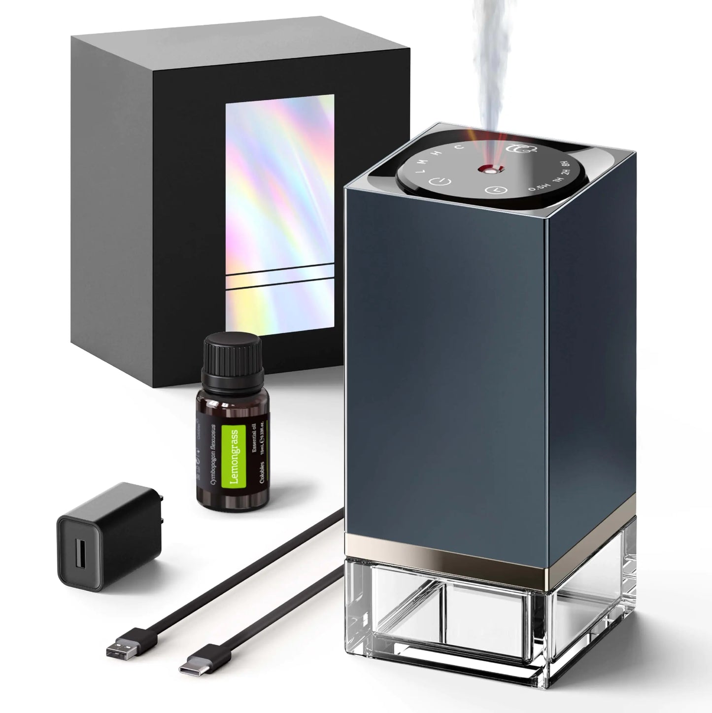 Waterless Diffuser for Essential Oils – 50ml Capacity Nebulizer Aromatherapy Diffuser Battery Operated Mini Scent Air Machine with 4 Mist Settings Timers for HomeCarsOffice(C01-1 Blue)