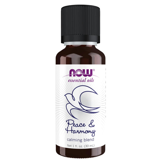 NOW Essential Oils Peace & Harmony Oil Blend Calming Aromatherapy Scent Blend of Pure Essential Oils Vegan Child Resistant Cap 1-Ounce